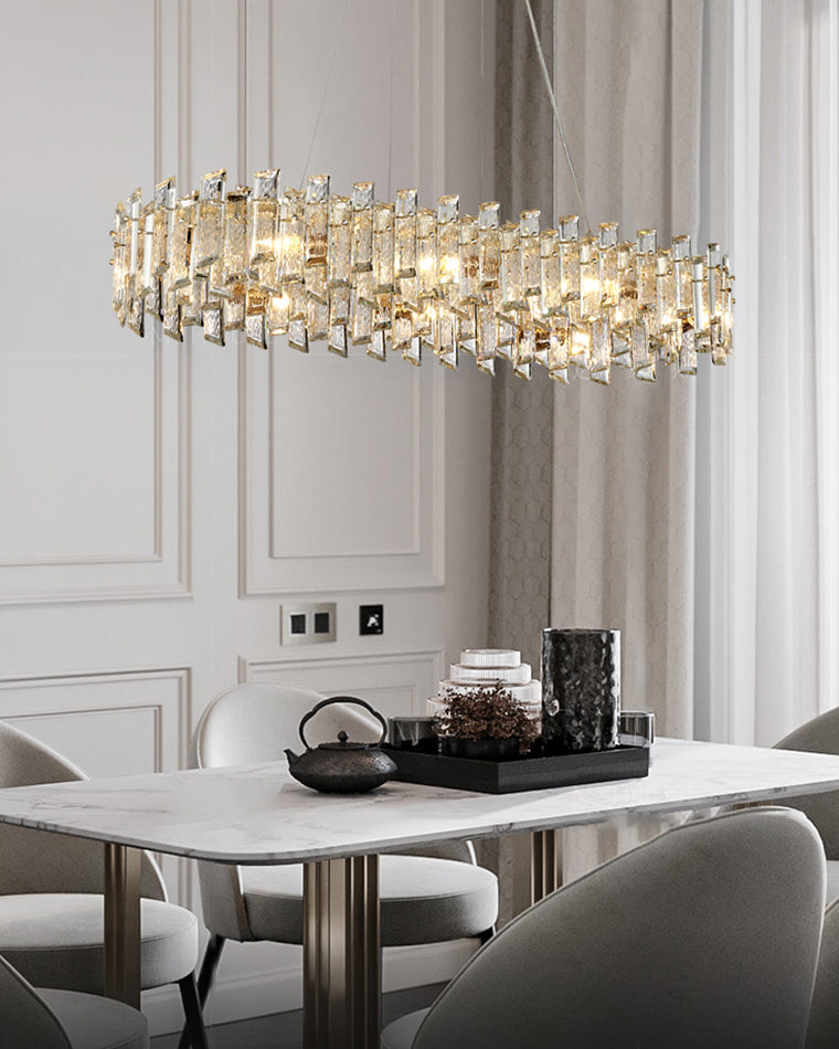 WOMO Gold Kristall Langes Oval Kronleuchter – WM2403