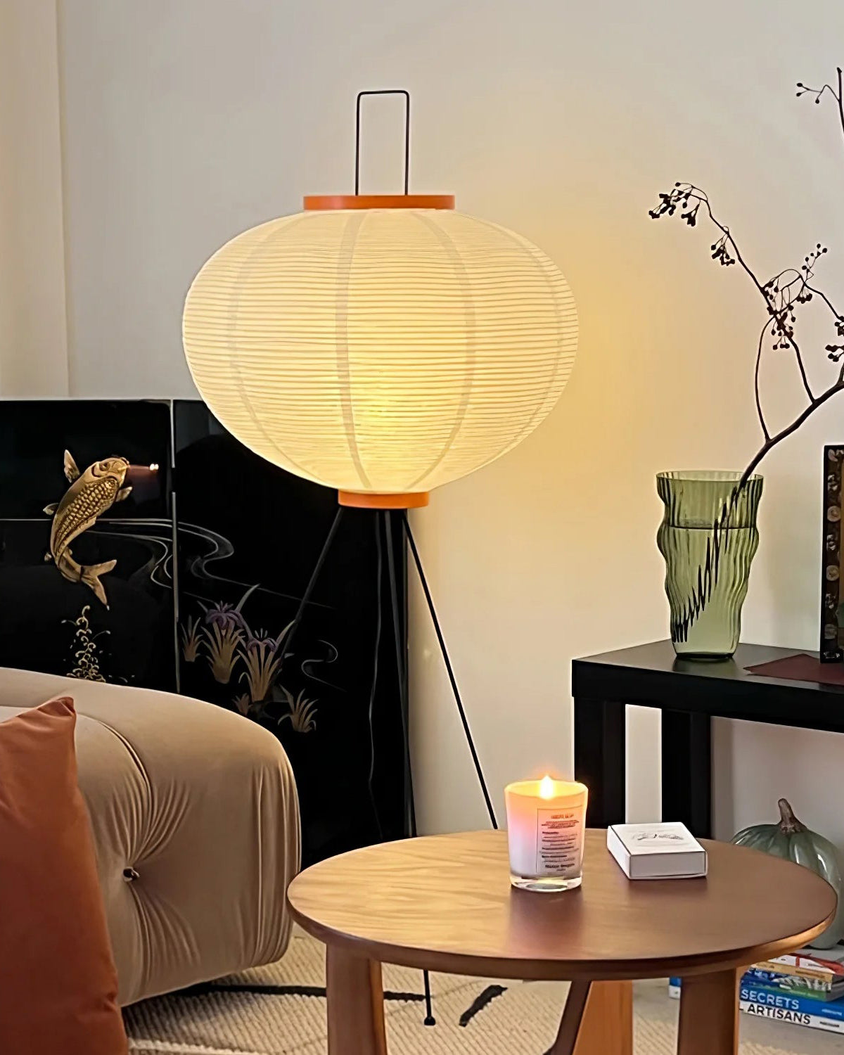 WOMO Laterne Dreibein Stoff Stehlampe-WM7090