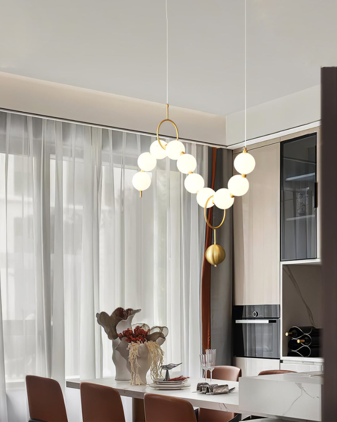 WOMO Lustre français élégant en perles pour table à manger-WM2102c