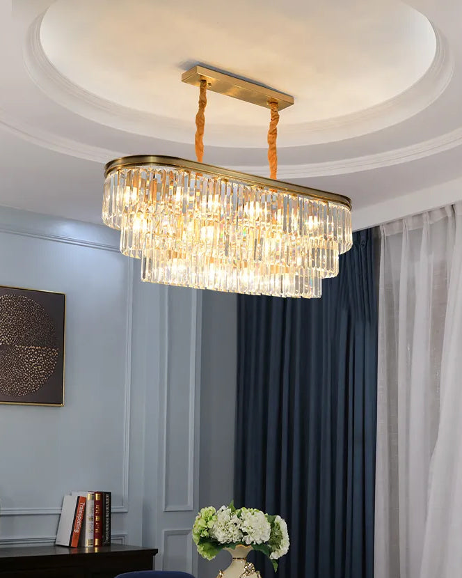 WOMO Tiered Oval Crystal Chandelier-WM2489
