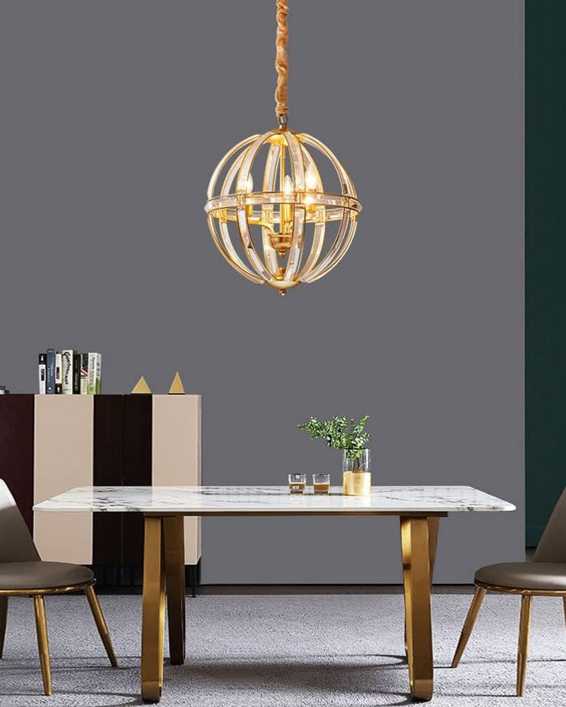 WOMO Cage Crystal Orb Chandelier-WM2595