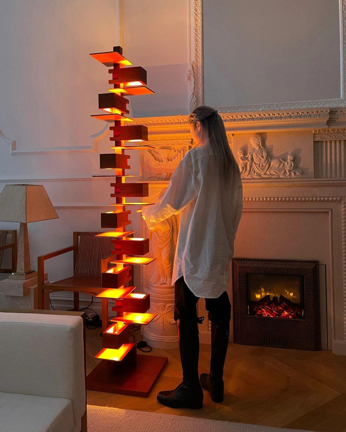 WOMO Column Nut Tree Floor Lamp-WM7110