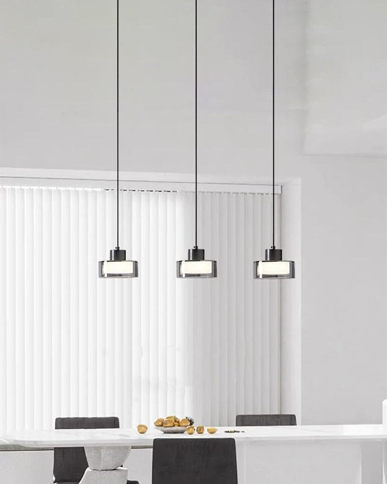 WOMO Schwarzglas Pendelleuchte Trommel-WM2787