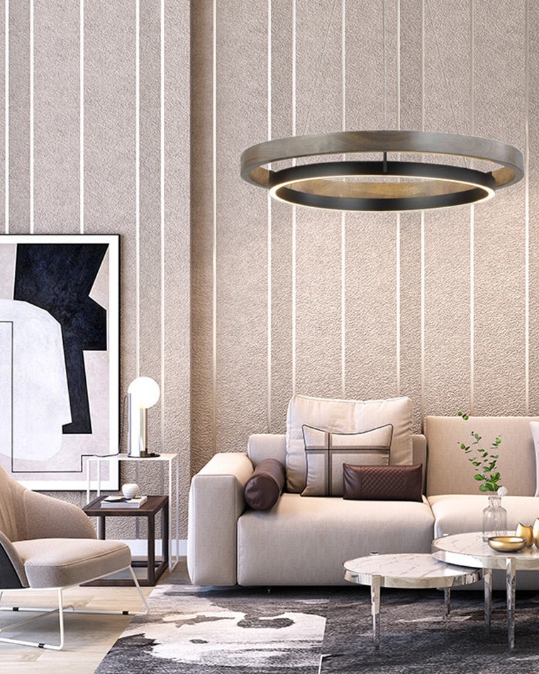 WOMO LED Kronleuchter Ring Esstisch Holz Landhaus Modern-WM2492