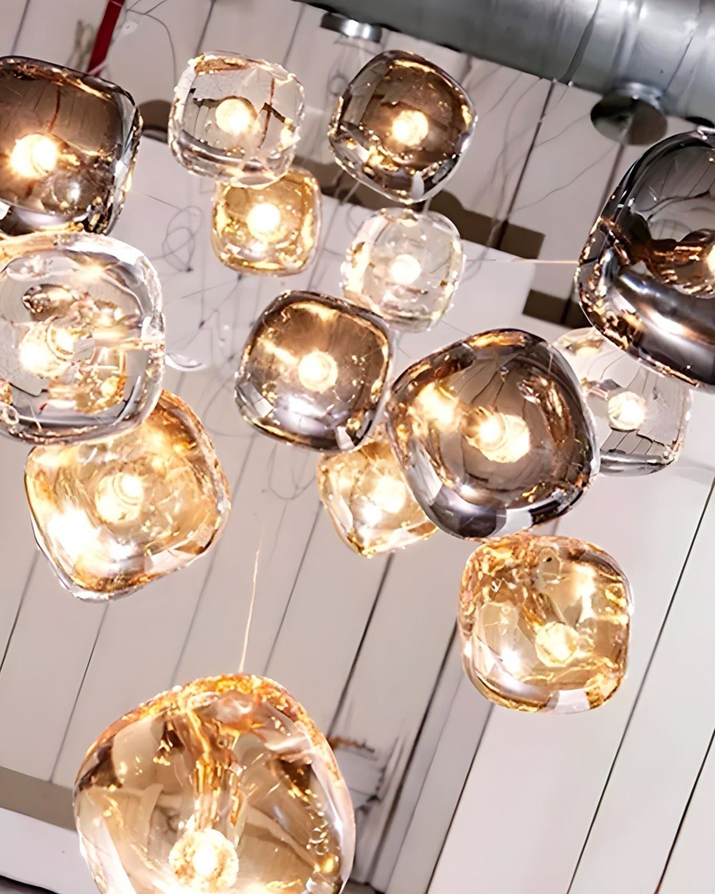 WOMO Chandelier with Multiple Colored Glass Pendant Lights - WM2111