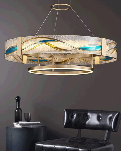WOMO Enamel Round Brass Chandelier-WM2335