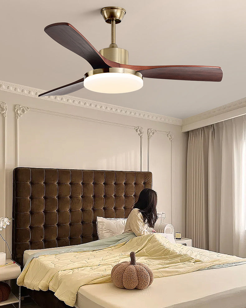 WOMO Gold Wood Ceiling Fan with Bright Light - WM5171