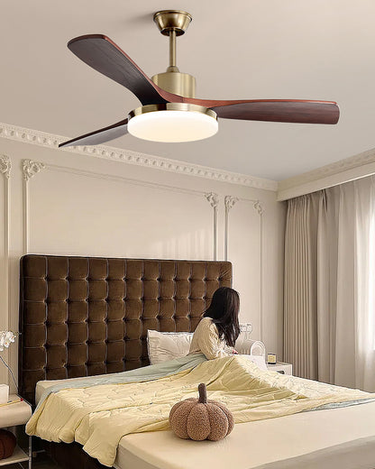 WOMO Gold Wood Ceiling Fan with Bright Light - WM5171