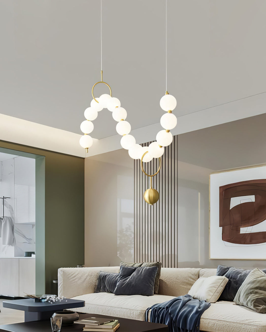 WOMO Lustre français élégant en perles pour table à manger-WM2102c