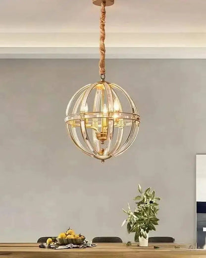 WOMO Cage Crystal Orb Chandelier-WM2595