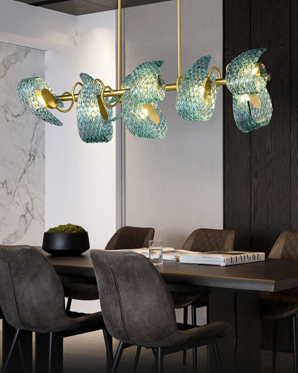 WOMO Peacock Blue Linear Chandelier - WM2213c