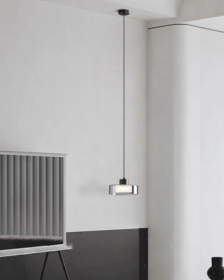 WOMO Schwarzglas Pendelleuchte Trommel-WM2787