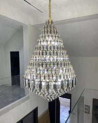 WOMO Stepped Conical Crystal Foyer Chandelier-WM2384
