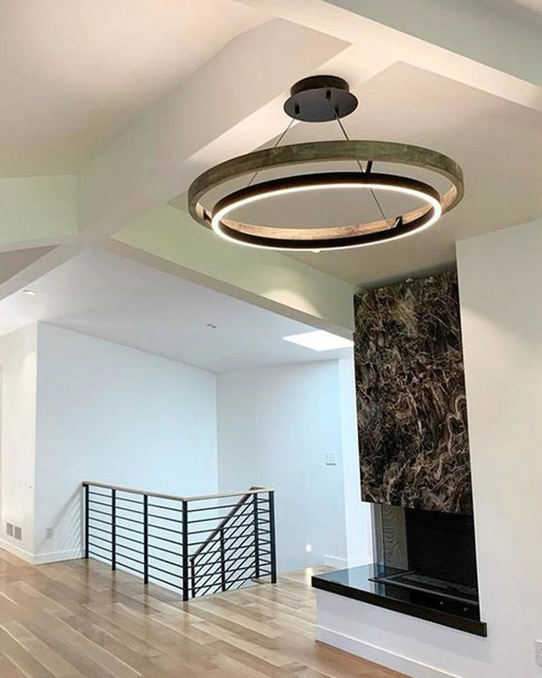WOMO LED Kronleuchter Ring Esstisch Holz Landhaus Modern-WM2492