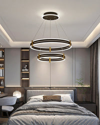 WOMO Chandelier with Stepped Black Rings - WM2172