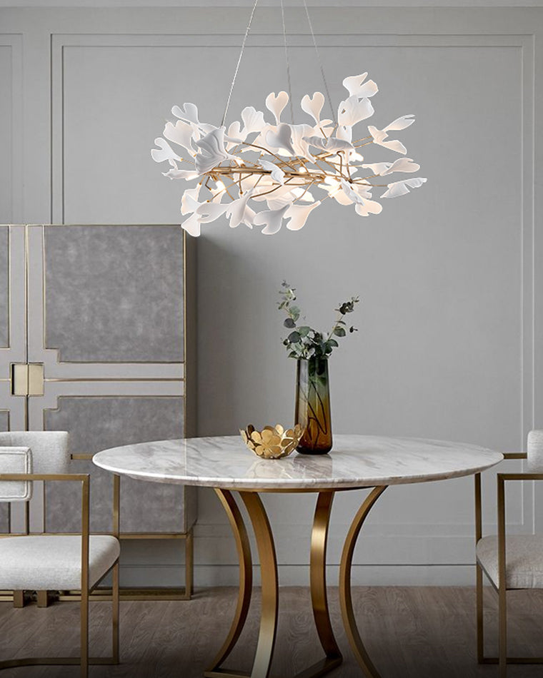 WOMO Design Kronleuchter Weiß gold aus Porzellan-WM2416