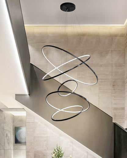 WOMO Black Tiered Circular Led Chandelier-WM2652