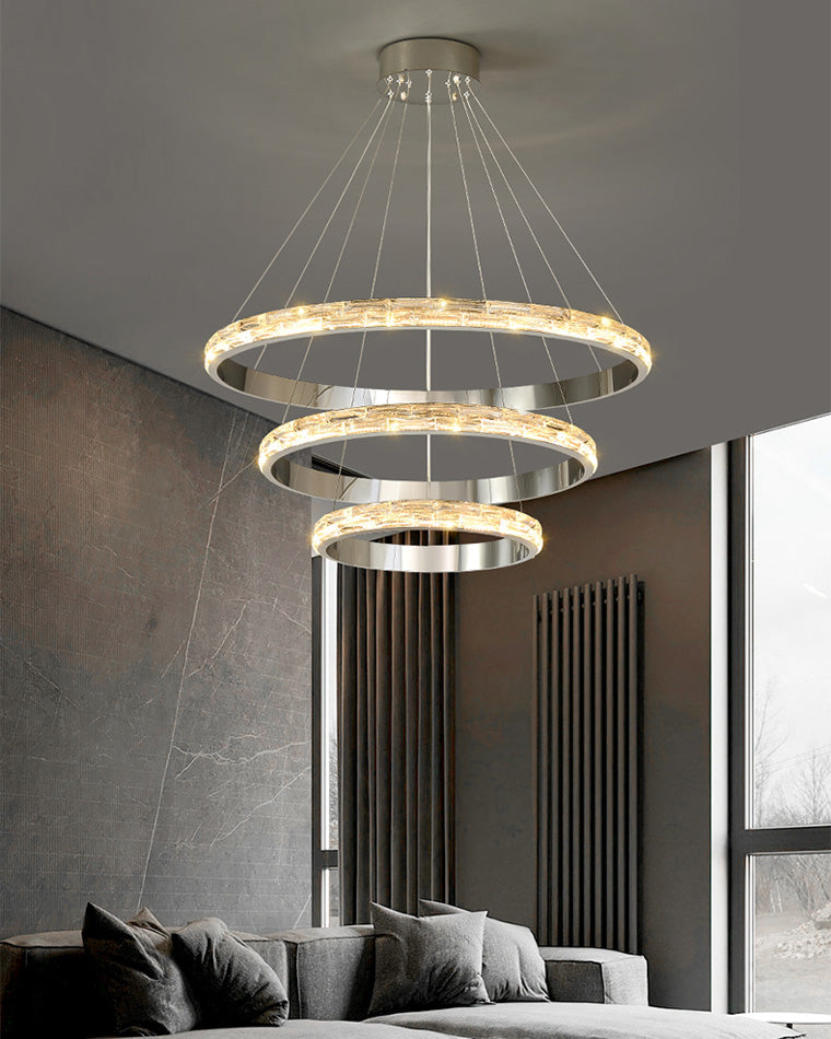 WOMO Tiered Circular Led Crystal Chandelier-WM2491b