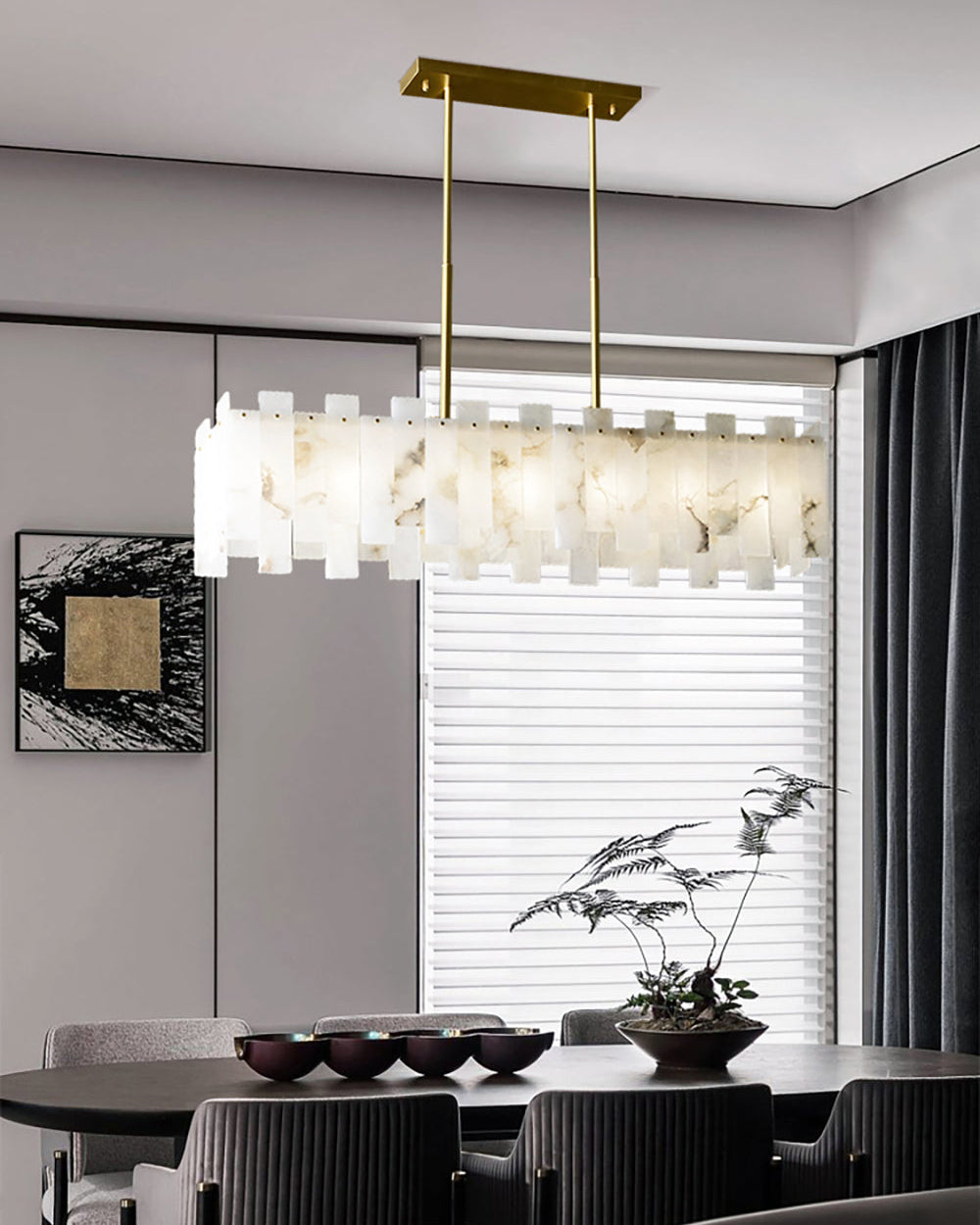 WOMO Lustre rectangulaire en albâtre-WM2856