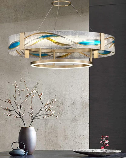 WOMO Enamel Round Brass Chandelier-WM2335
