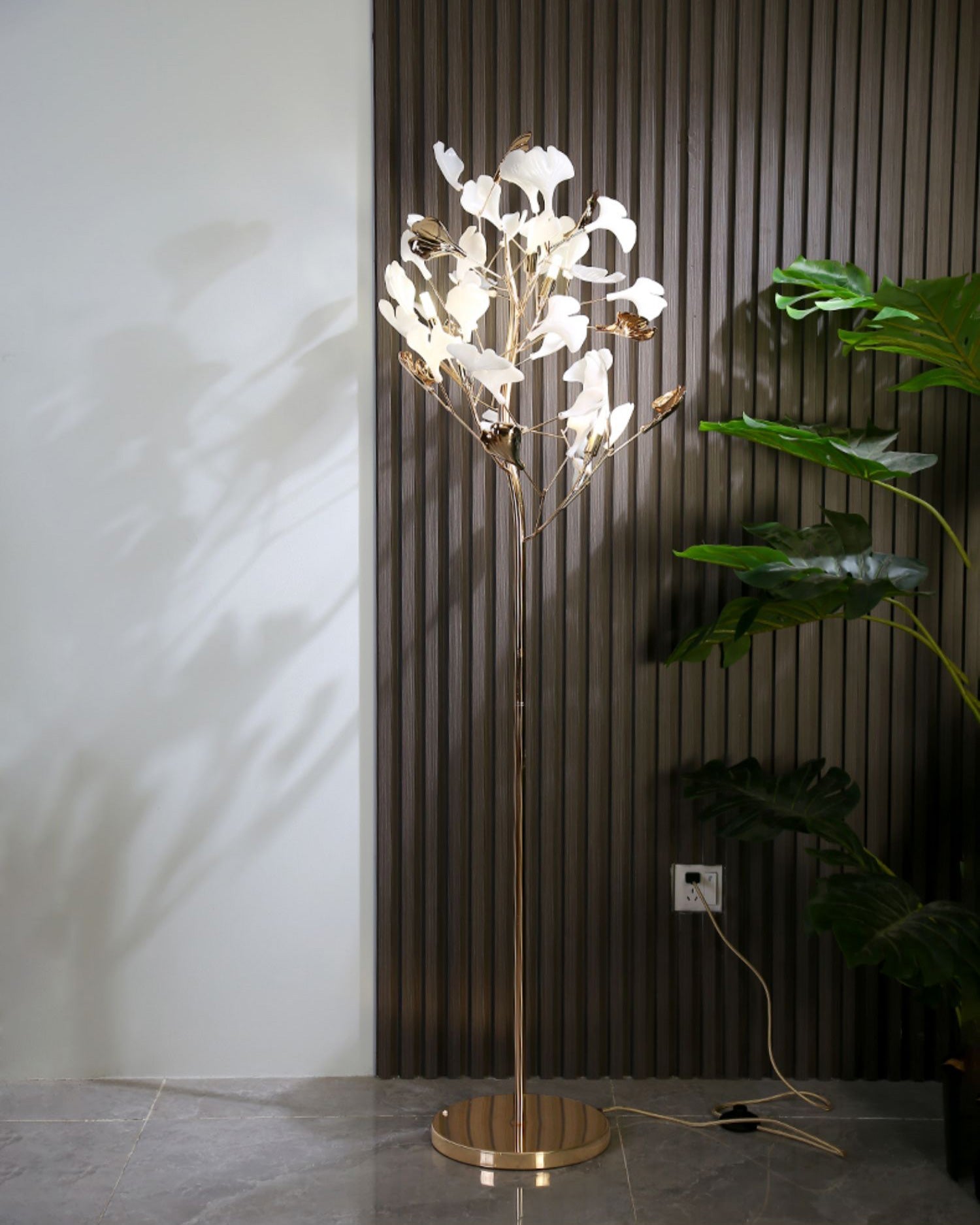 WOMO Keramik-Gingkobaum-Stehlampe-WM7137