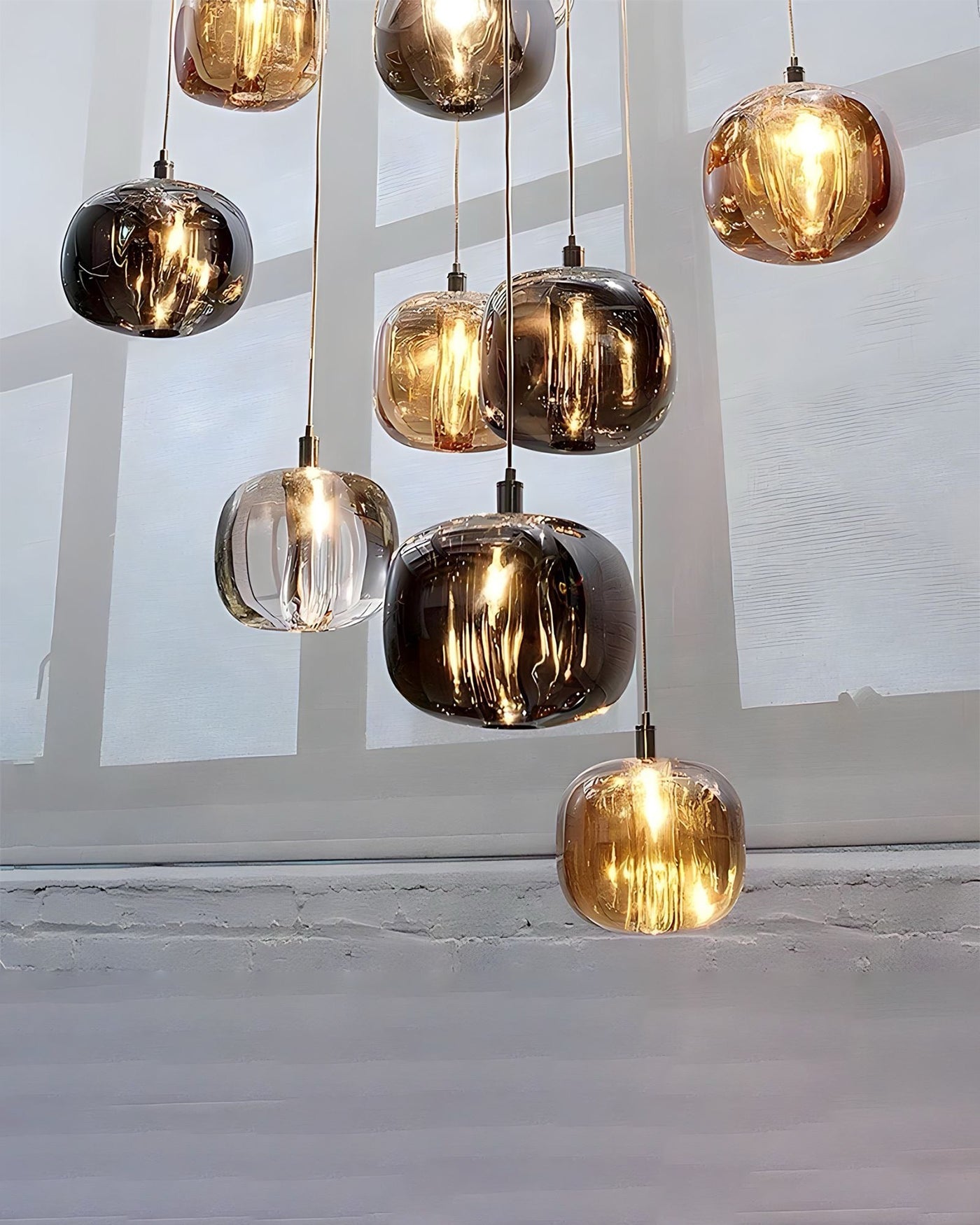 WOMO Chandelier with Multiple Colored Glass Pendant Lights - WM2111