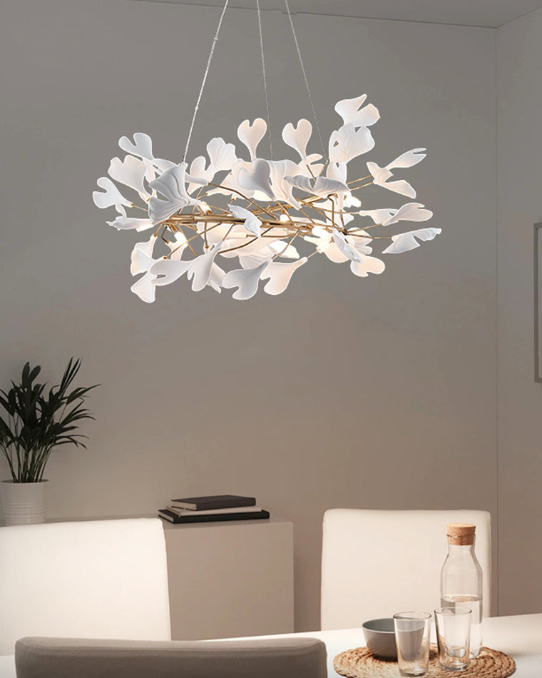 WOMO Design Kronleuchter Weiß gold aus Porzellan-WM2416