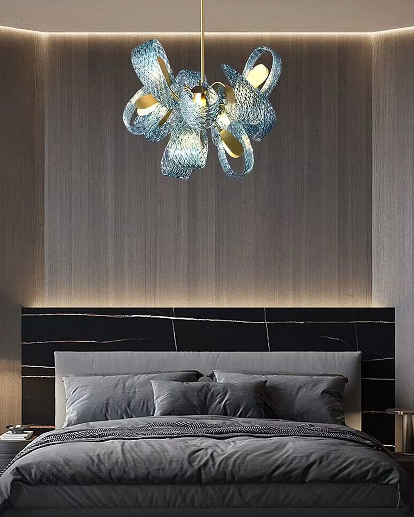 WOMO Edle Kronleuchter Blau Glas Wohnzimmer-WM2213b