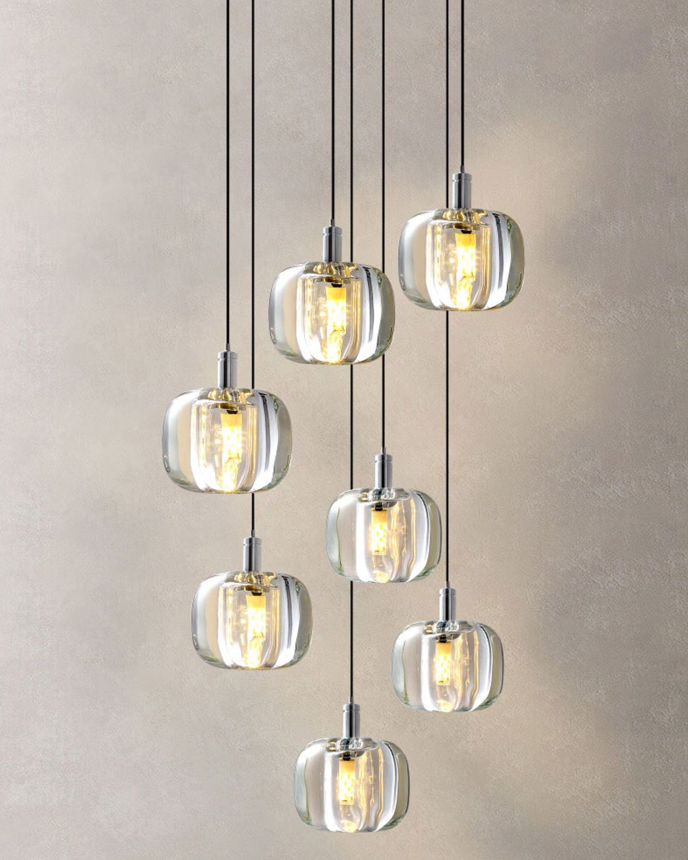 WOMO Chandelier with Multiple Colored Glass Pendant Lights - WM2111