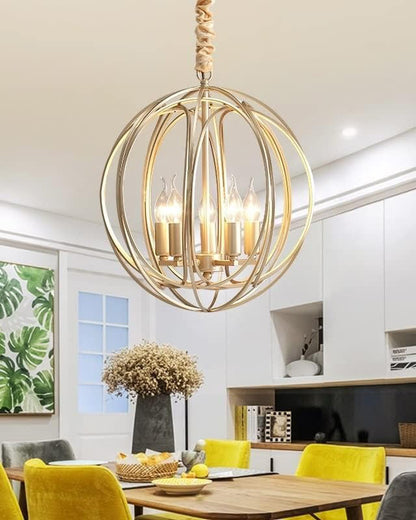 WOMO Gold Orb Cage Chandelier-WM2593