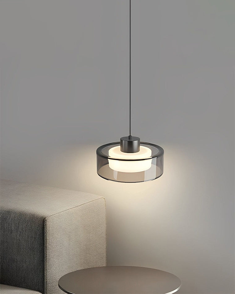 WOMO Schwarzglas Pendelleuchte Trommel-WM2787
