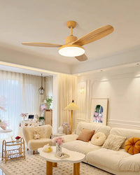 WOMO Ceiling Fan Light with 3 Wooden Blades - WM5090