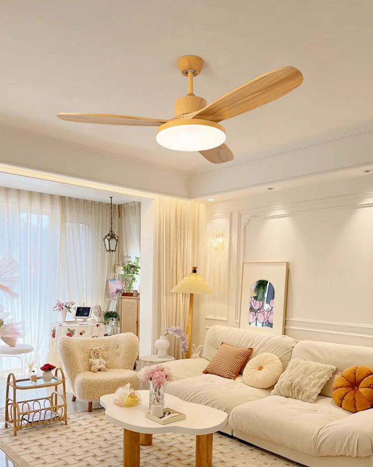 WOMO Deckenventilatorlampe mit 3 Holzflügeln-WM5090