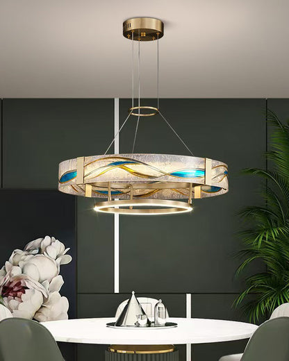 WOMO Enamel Round Brass Chandelier-WM2335