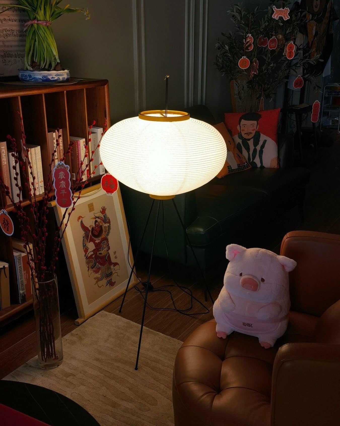 WOMO Laterne Dreibein Stoff Stehlampe-WM7090