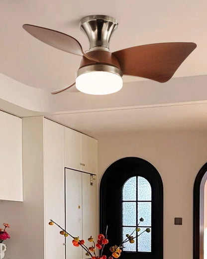 WOMO Small Silver Low Profile Ceiling Fan Lamp - WM5150