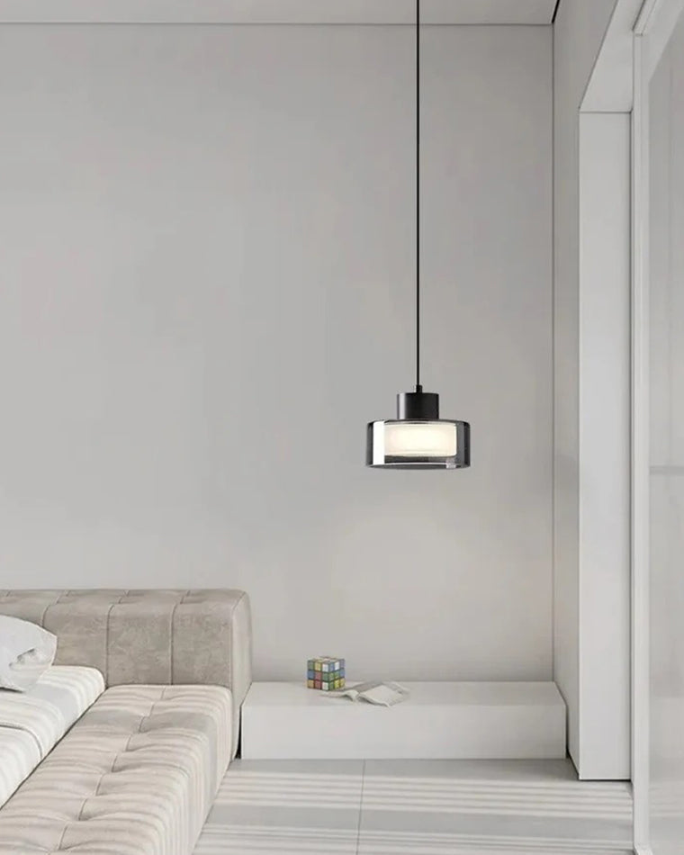WOMO Schwarzglas Pendelleuchte Trommel-WM2787