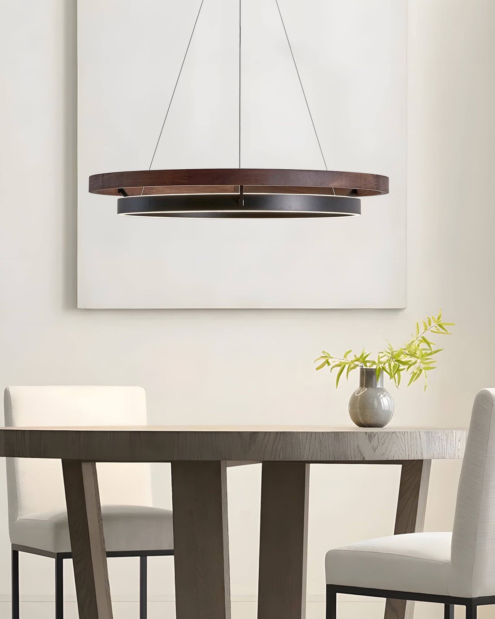 WOMO LED Kronleuchter Ring Esstisch Holz Landhaus Modern-WM2492