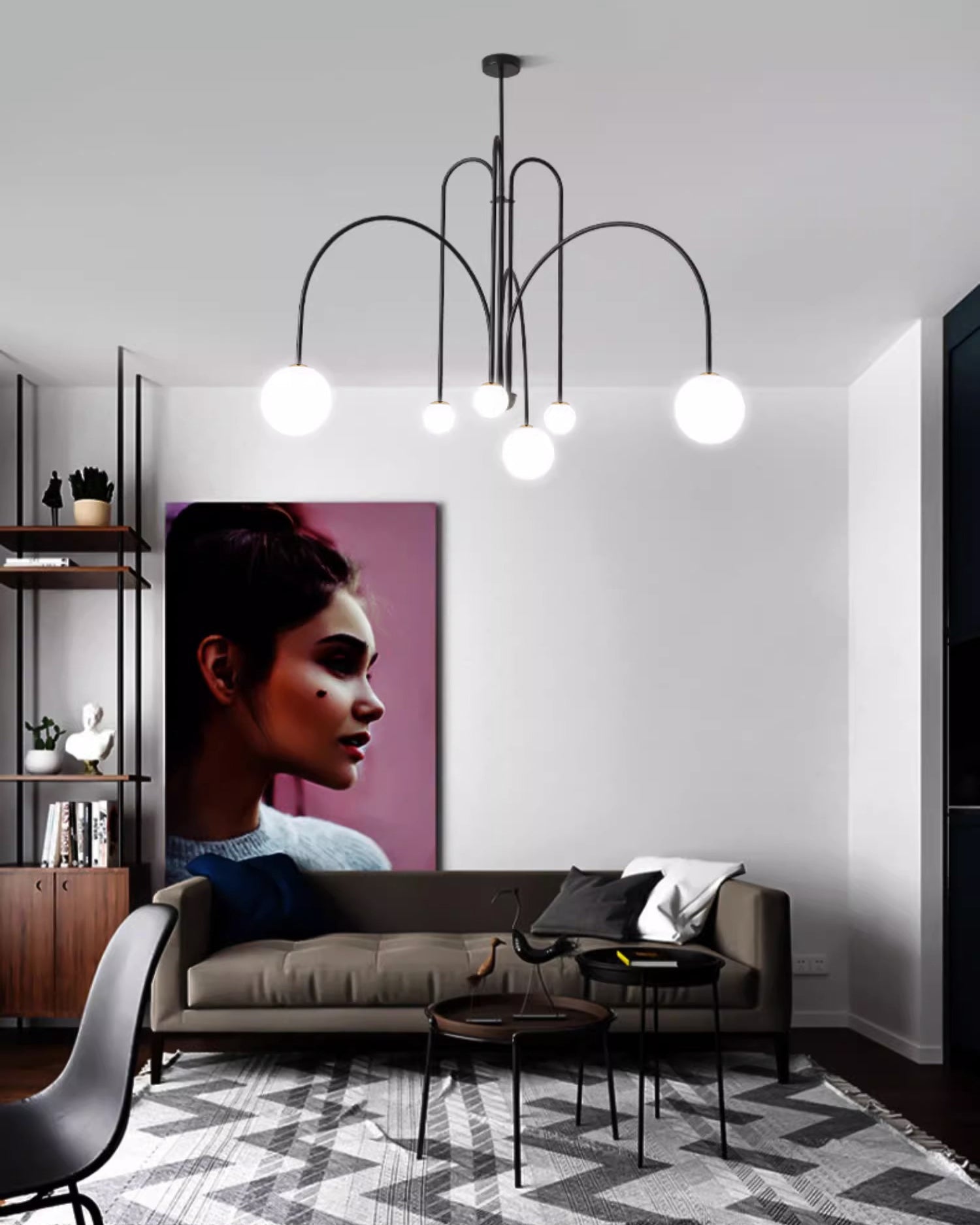 WOMO Mid Century Kronleuchter Glaskugeln im Wohnzimmer-WM2522