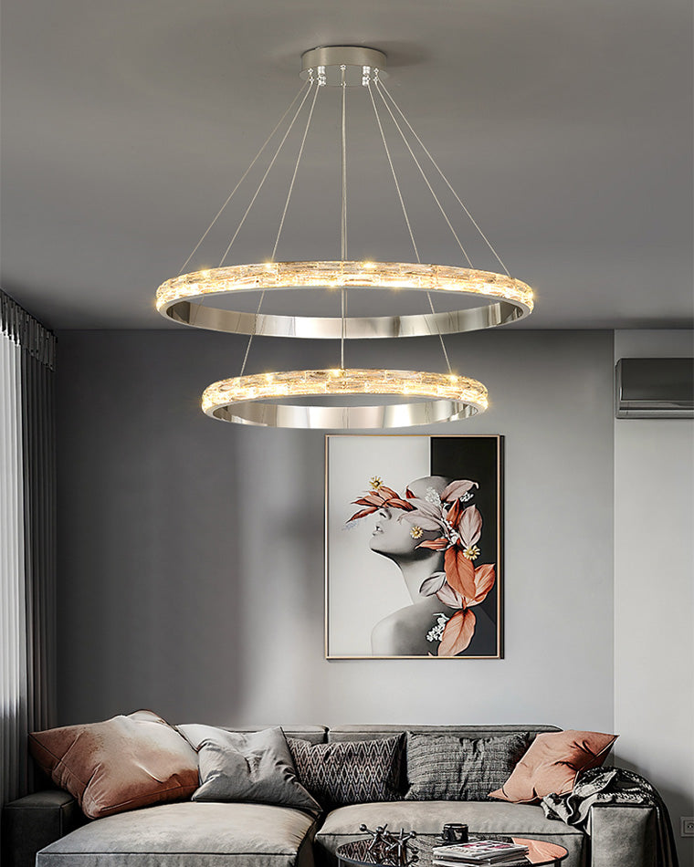 WOMO Tiered Circular Led Crystal Chandelier-WM2491b