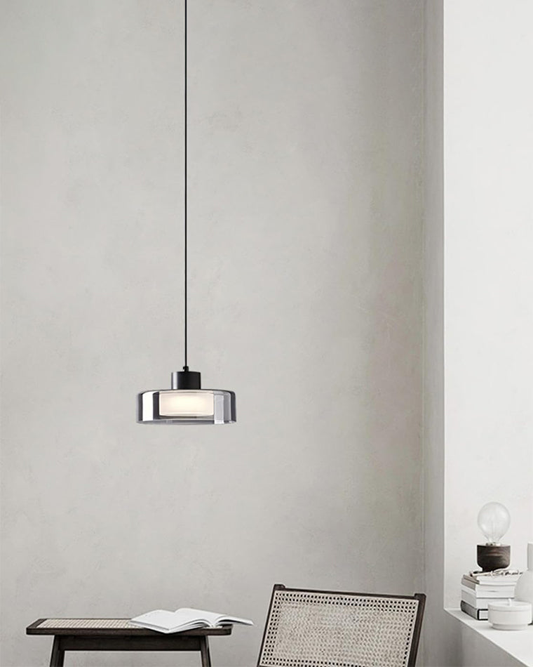 WOMO Schwarzglas Pendelleuchte Trommel-WM2787