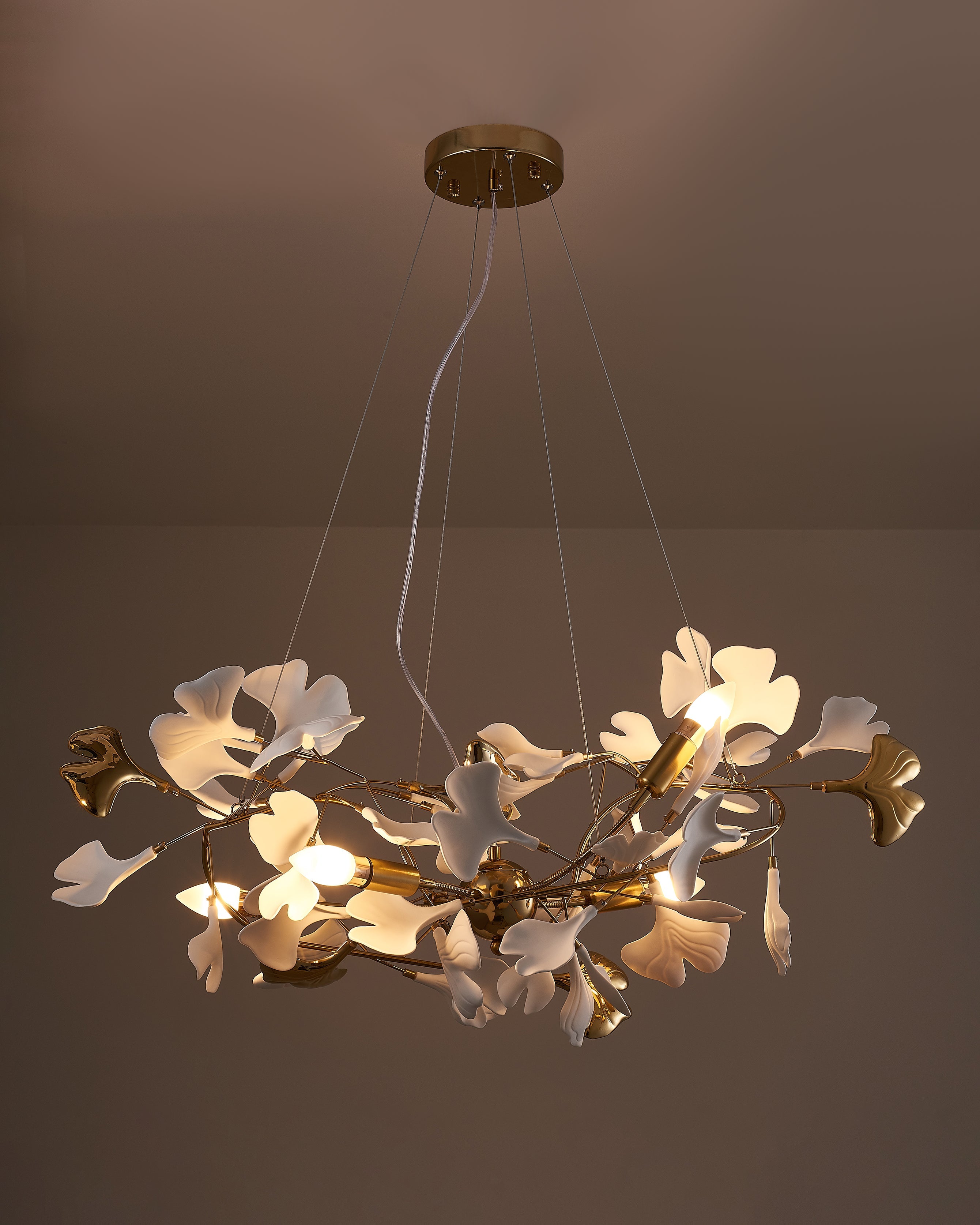 WOMO Design Chandelier White Gold Porcelain-WM2411