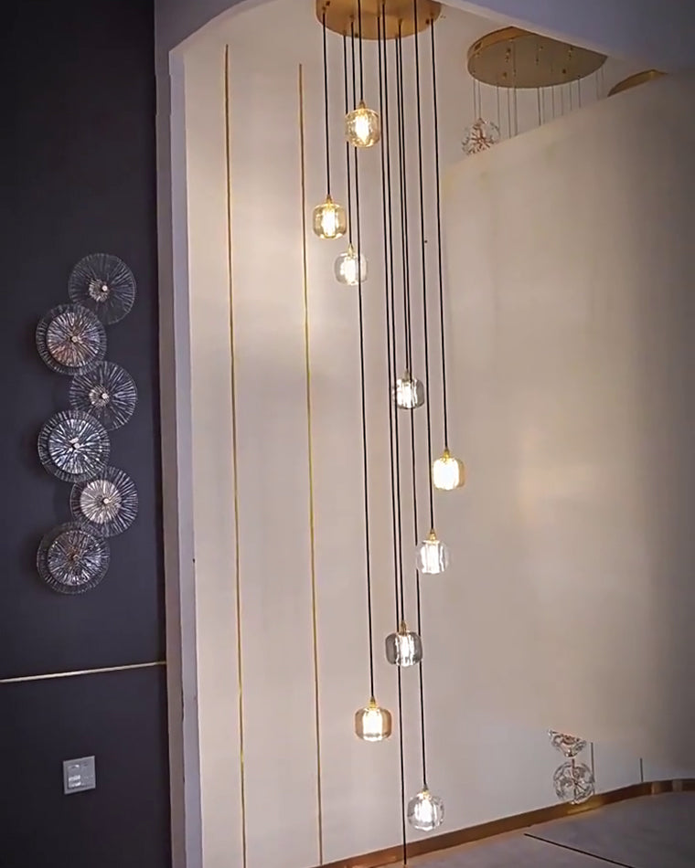 WOMO Chandelier with Multiple Colored Glass Pendant Lights - WM2111