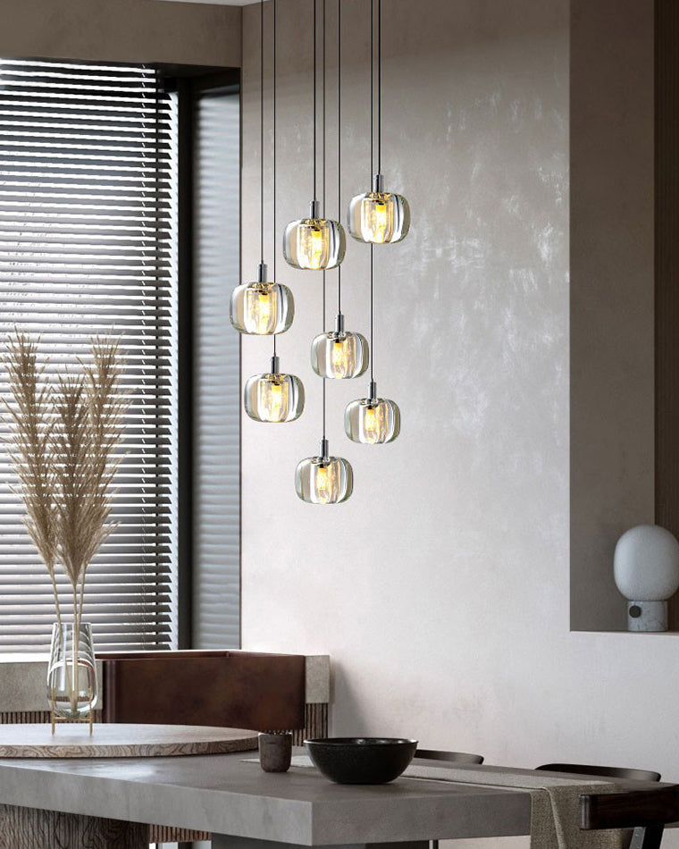 WOMO Chandelier with Multiple Colored Glass Pendant Lights - WM2111