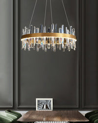 WOMO Lustre Rond Doré avec Cristaux-WM2485a