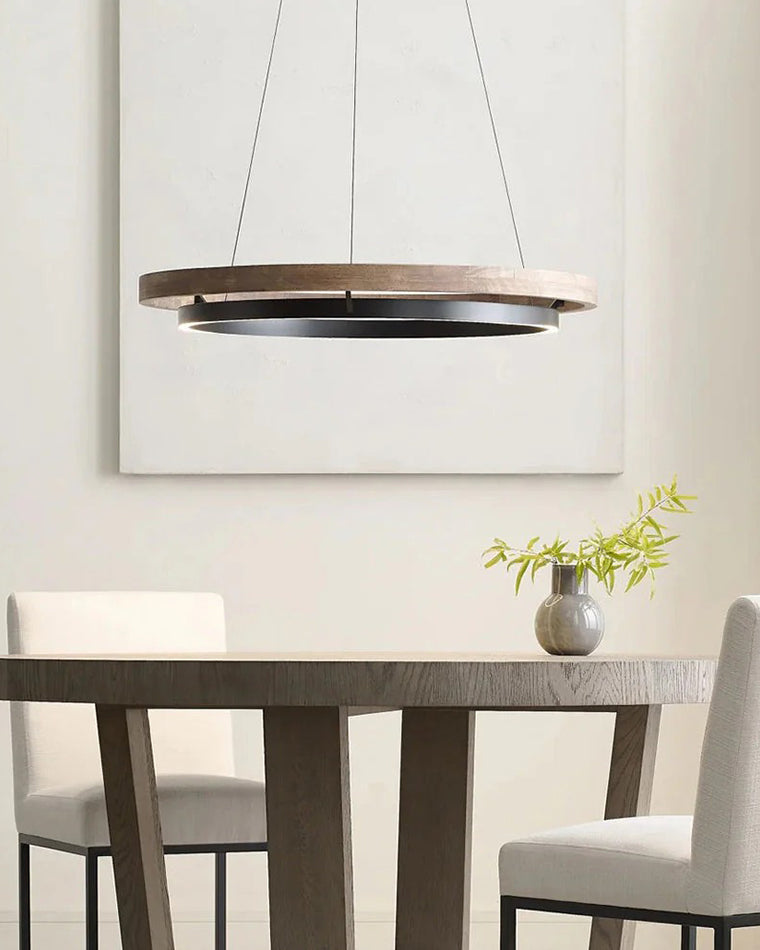 WOMO LED Chandelier Ring Dining Table Wood Country House Modern-WM2492