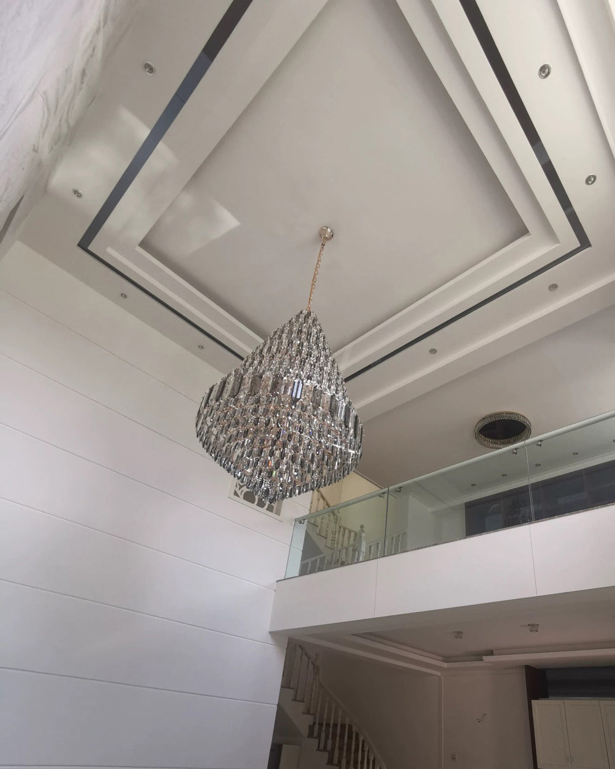 WOMO Stepped Conical Crystal Foyer Chandelier-WM2384