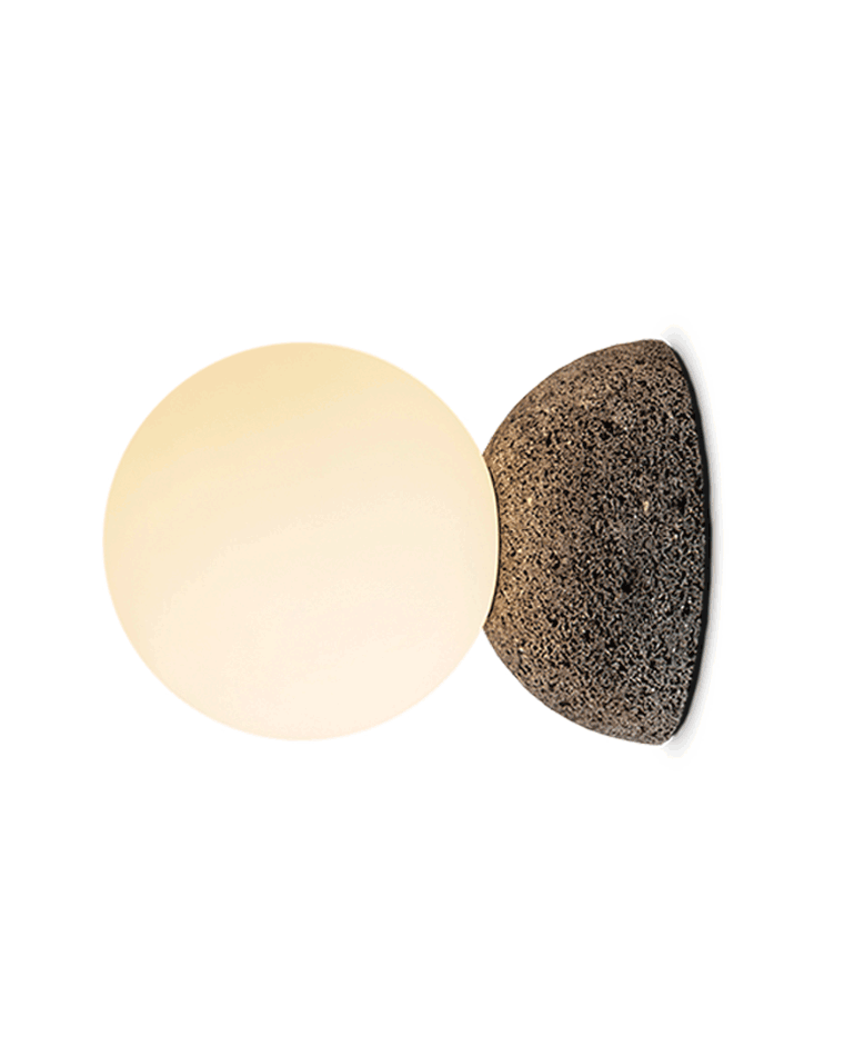 WOMO Wandleuchte mit weißer und schwarzer Glaskugel - WM6103