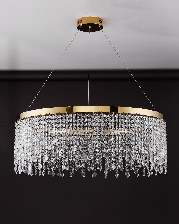 WOMO Round Gold Chandelier with Crystals - WM2362