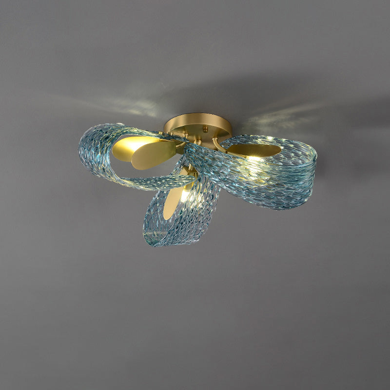 WOMO Peacock Sea Glass Semi-Flush Ceiling Light-WM1111